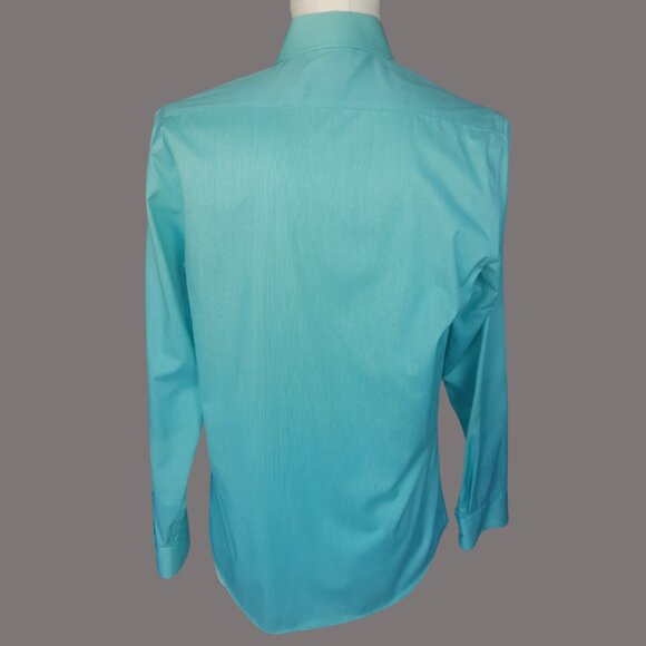 RW & CO SZ M Fitted 100% Cotton Teal Green Men's Dress Shirt - Picture 14 of 14